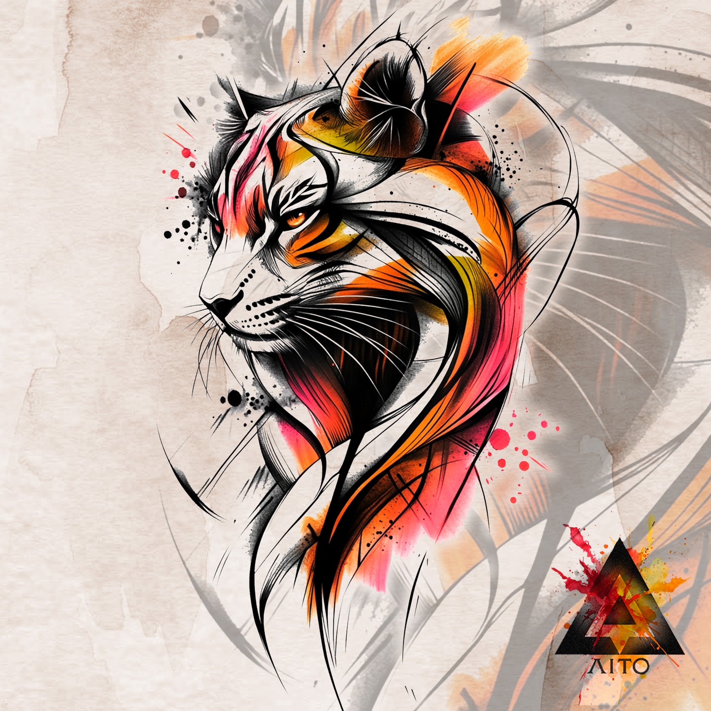 Tigre abstrait aquarelle